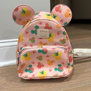 Disney LOUNGEFLY backpack Mickey Ears pink with fruit pattern -mini